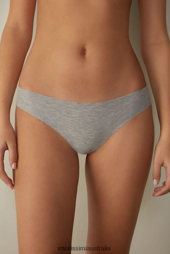 Intimissimi Women 031-Light Grey Melange Underwear 0RJT481183 Laser-cut Cotton Brazilian Underwear