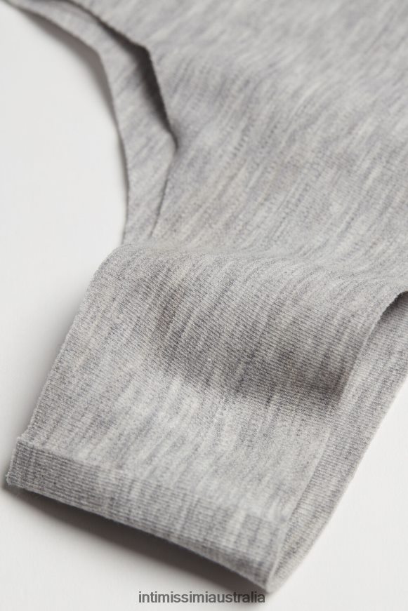 Intimissimi Women 031-Light Grey Melange Underwear 0RJT481183 Laser-cut Cotton Brazilian Underwear