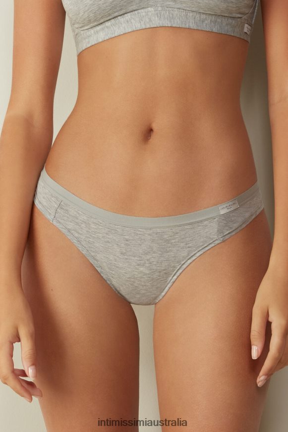 Intimissimi Women 031-Light Grey Melange Underwear 0RJT481192 Natural Cotton Brazilian Panties