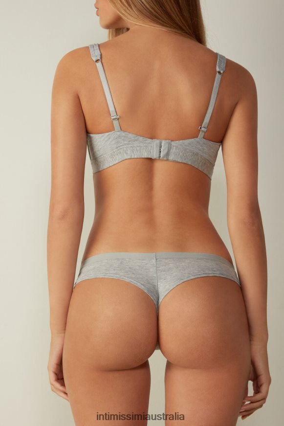 Intimissimi Women 031-Light Grey Melange Underwear 0RJT481192 Natural Cotton Brazilian Panties