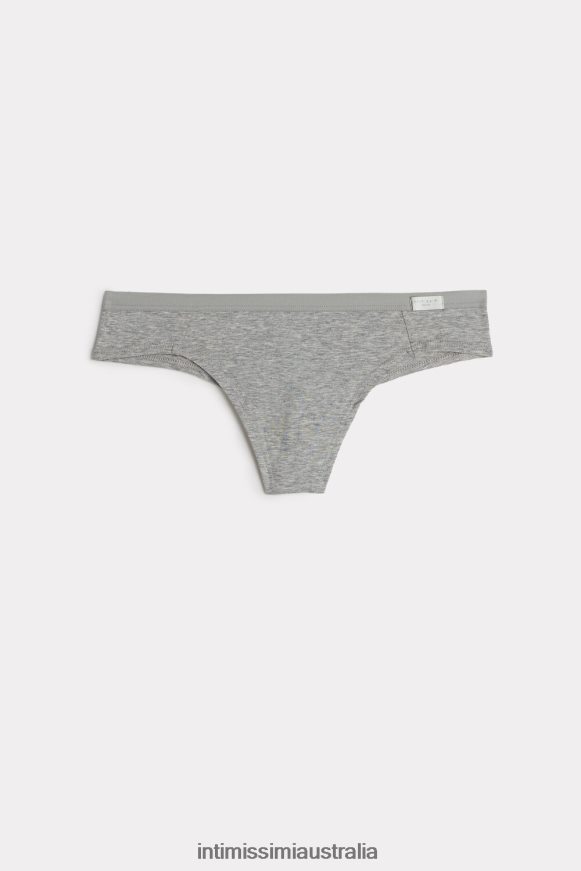 Intimissimi Women 031-Light Grey Melange Underwear 0RJT481192 Natural Cotton Brazilian Panties