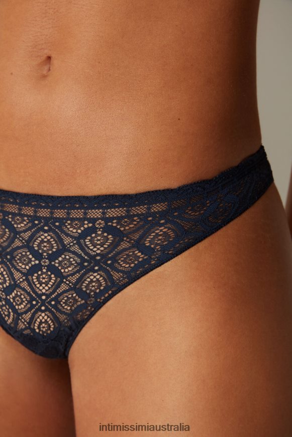 Intimissimi Women 1467-Intense Blue Underwear 0RJT481088 Lace and Microfibre Brazilian Briefs