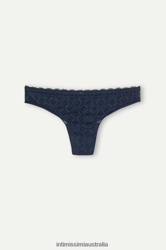 Intimissimi Women 1467-Intense Blue Underwear 0RJT481088 Lace and Microfibre Brazilian Briefs
