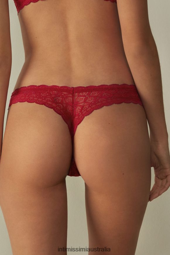 Intimissimi Women 1473-Red Underwear 0RJT481036 80s-Style Lace Brazilian Briefs