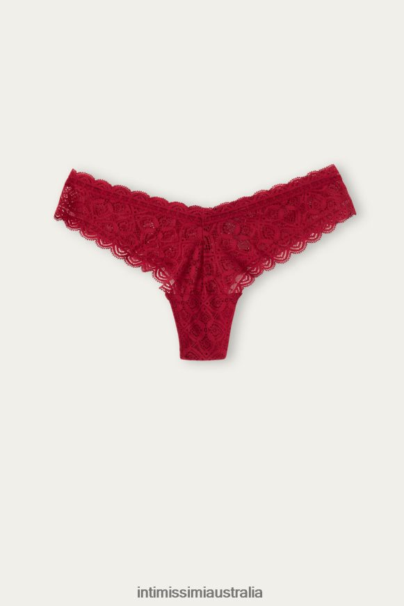 Intimissimi Women 1473-Red Underwear 0RJT481036 80s-Style Lace Brazilian Briefs