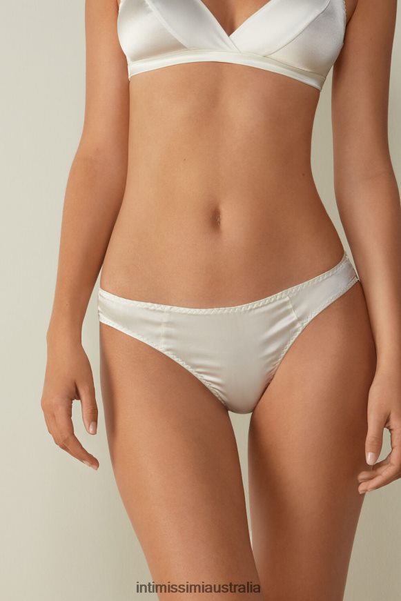 Intimissimi Women 2127-Powder White Underwear 0RJT481163 Silk Brazilian Briefs
