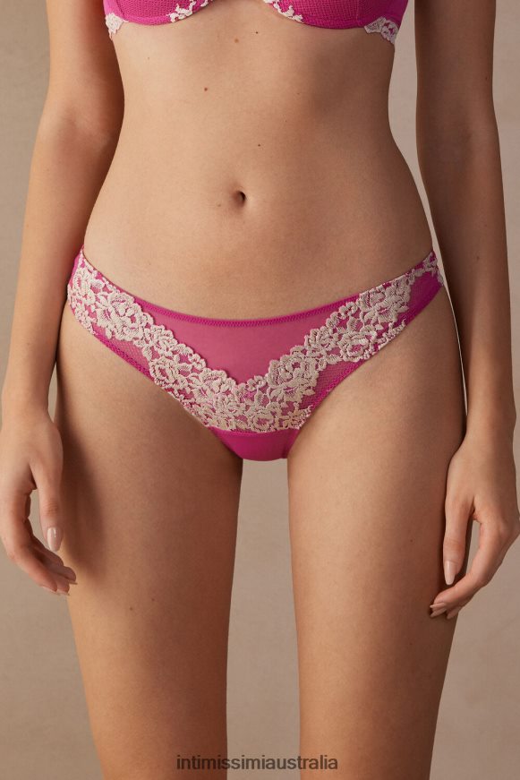 Intimissimi Women 213J-Valentine Pink/Ivory Underwear 0RJT48970 Pretty Flowers Brazilian Briefs
