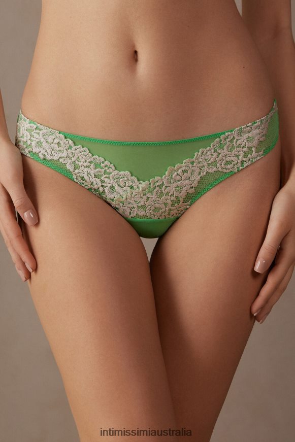 Intimissimi Women 215J-Apple Mint/Ivory Underwear 0RJT48954 Pretty Flowers Brazilian Briefs