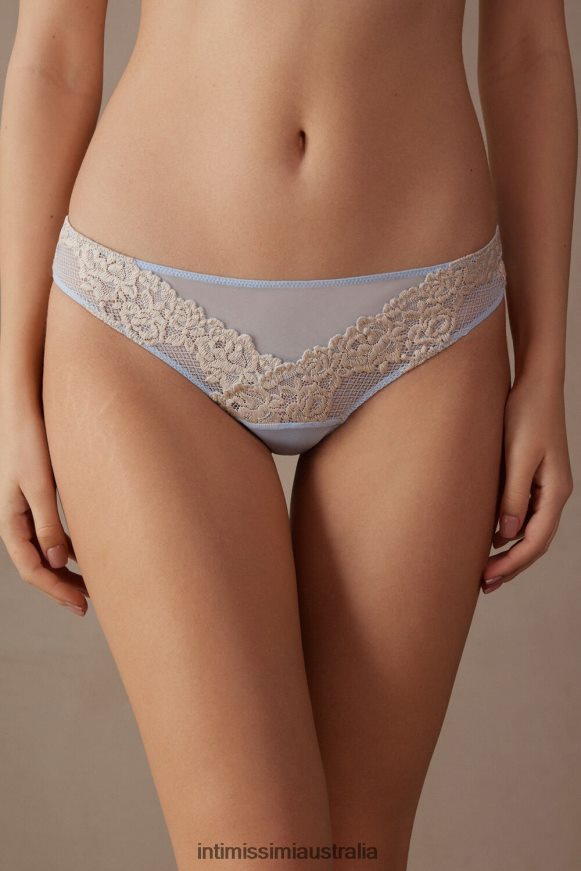 Intimissimi Women 217J-Airy Blue/Ivory Underwear 0RJT48951 Pretty Flowers Brazilian Briefs