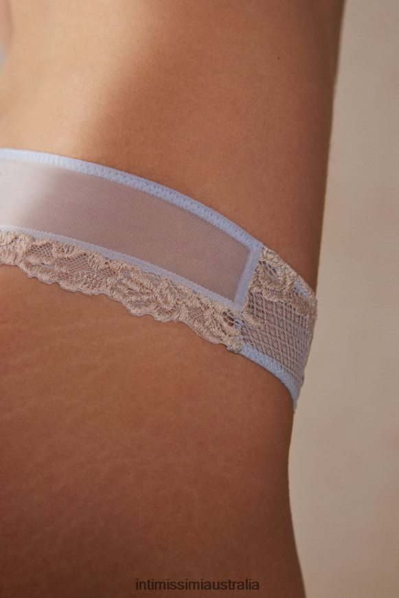 Intimissimi Women 217J-Airy Blue/Ivory Underwear 0RJT48951 Pretty Flowers Brazilian Briefs