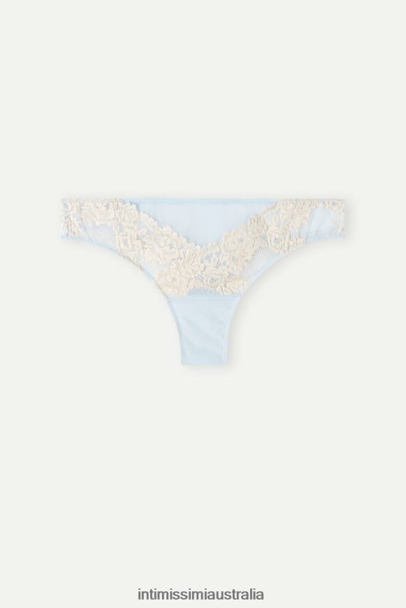Intimissimi Women 217J-Airy Blue/Ivory Underwear 0RJT48951 Pretty Flowers Brazilian Briefs