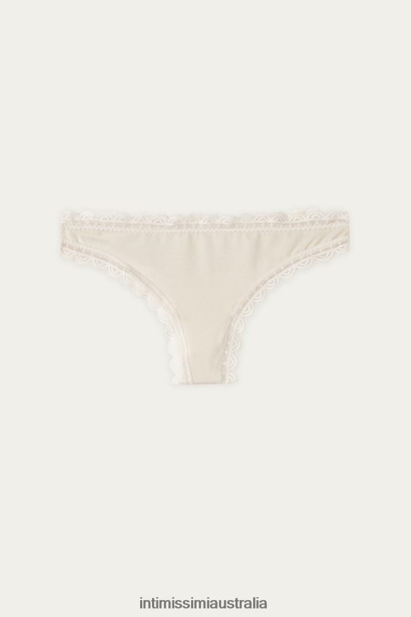 Intimissimi Women 2280-Pink Silk Underwear 0RJT481047 Cotton and Lace Brazilian Briefs