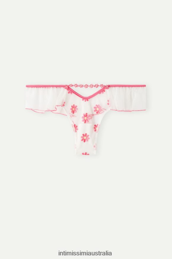 Intimissimi Women 239J-Fuchsia/Powder White Underwear 0RJT48936 Sweet Like Daisies 80s-Style Brazilian Briefs