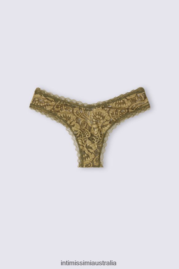 Intimissimi Women 333J-Green Moss/Oro Underwear 0RJT48840 Golden Goddess 80s-Style Brazilian Briefs