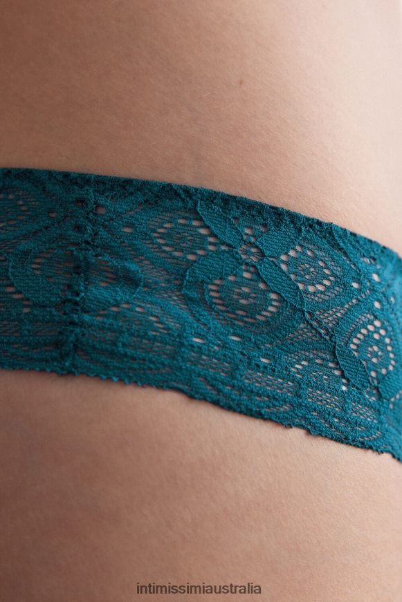 Intimissimi Women 346J-Teal Blue Underwear 0RJT48861 Lace Brazilian Briefs