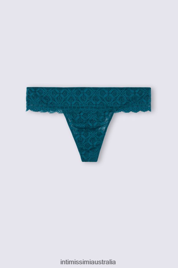 Intimissimi Women 346J-Teal Blue Underwear 0RJT48861 Lace Brazilian Briefs