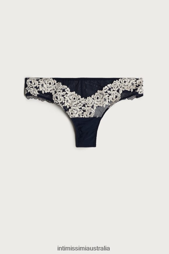 Intimissimi Women 347I-Deep Blue/Vanilla Underwear 0RJT481149 Pretty Flowers Brazilian Briefs