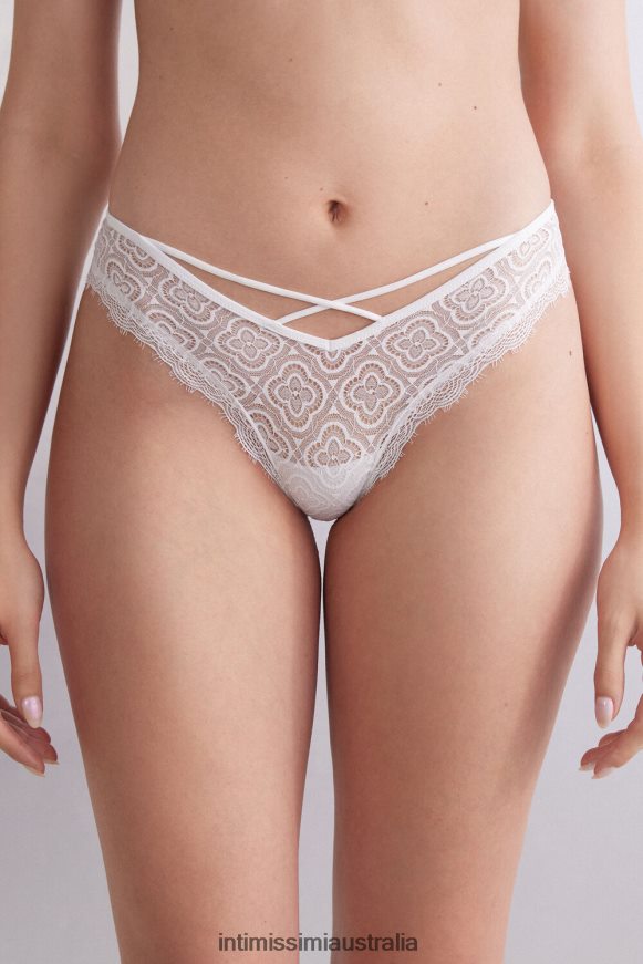 Intimissimi Women 352J-Bianco Perla Underwear 0RJT48887 Folk & Delicious '80s-Style Brazilian Briefs