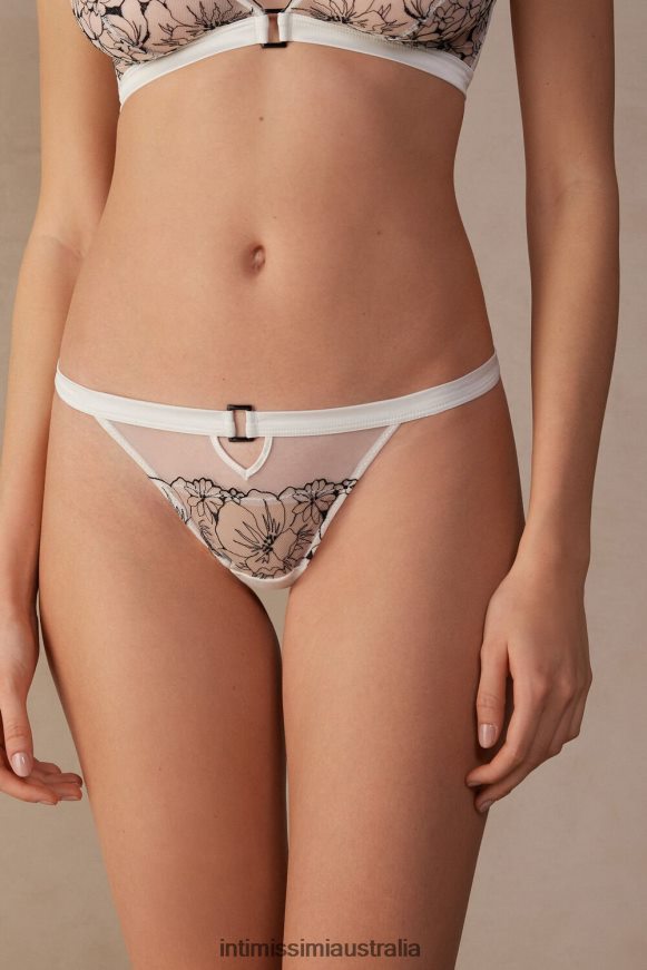 Intimissimi Women 4718-Powder White/Black Underwear 0RJT48958 Pure Joy Brazilian Briefs