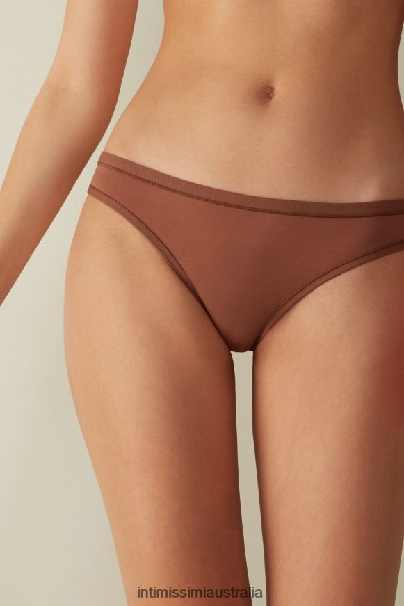 Intimissimi Women 502I-Dark Beige Underwear 0RJT481104 Ultralight Supima Cotton Brazilian Briefs