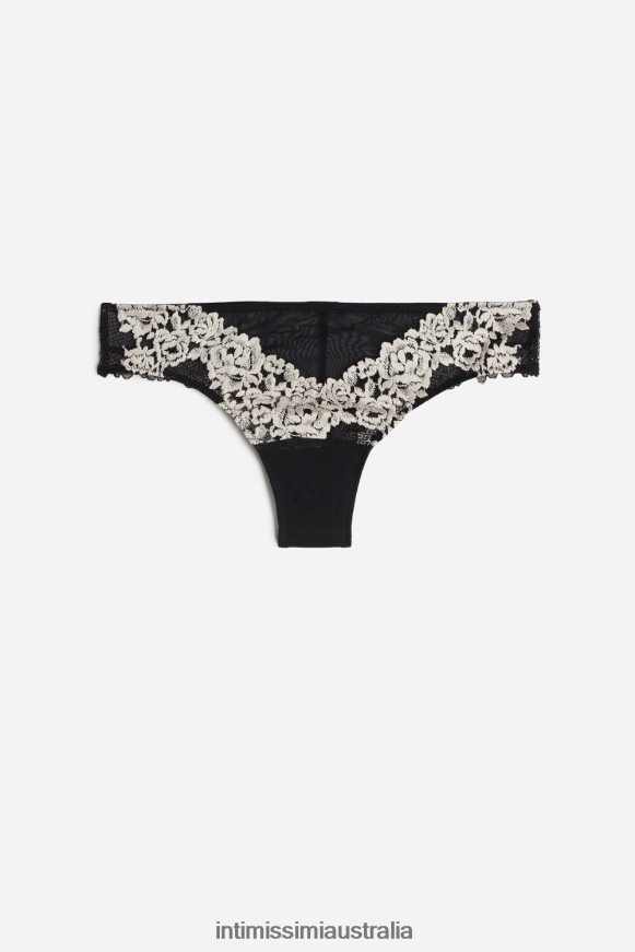 Intimissimi Women 9887-Black/Ivory Underwear 0RJT481166 Pretty Flowers Brazilian Briefs