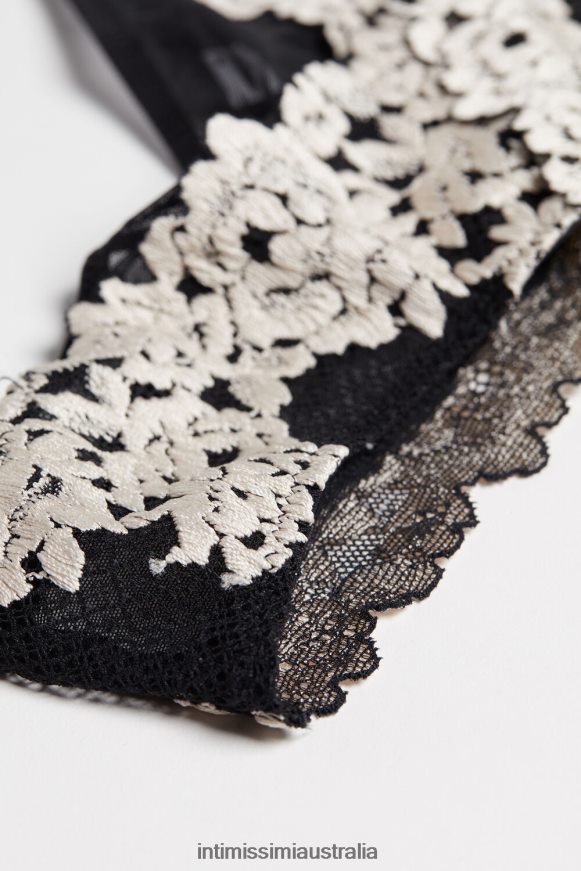 Intimissimi Women 9887-Black/Ivory Underwear 0RJT481166 Pretty Flowers Brazilian Briefs