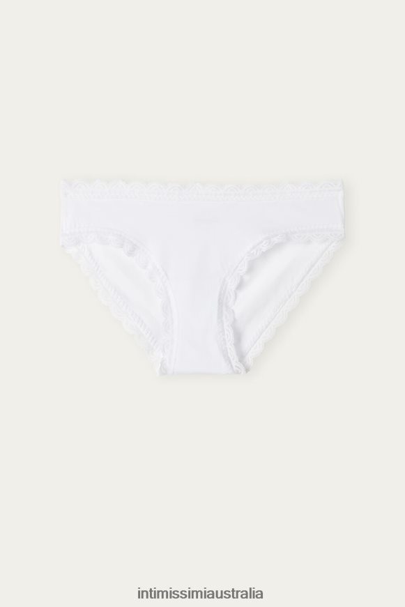 Intimissimi Women 001-White Underwear 0RJT481076 Cotton and Lace Briefs