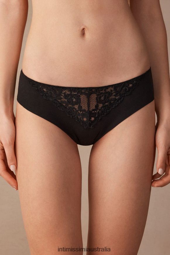 Intimissimi Women 019-Black Underwear 0RJT481045 Pretty Flowers Seamless Cotton Briefs