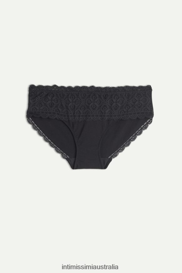 Intimissimi Women 019-Black Underwear 0RJT481083 High-Rise Briefs in Lace and Cotton
