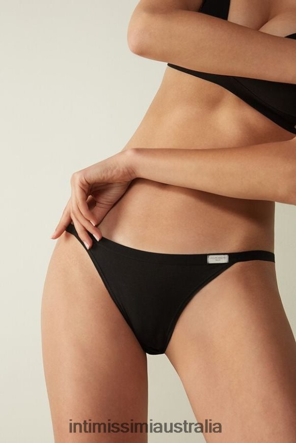 Intimissimi Women 019-Black Underwear 0RJT481112 Natural Cotton Briefs with Side Straps