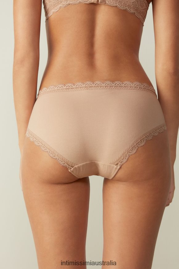Intimissimi Women 044-Soft Beige Underwear 0RJT481077 High-Rise Briefs in Lace and Cotton