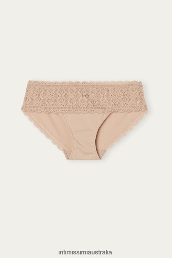 Intimissimi Women 044-Soft Beige Underwear 0RJT481077 High-Rise Briefs in Lace and Cotton