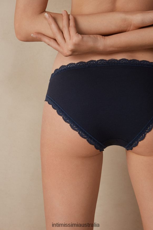 Intimissimi Women 1467-Intense Blue Underwear 0RJT481005 Cotton and Lace Briefs