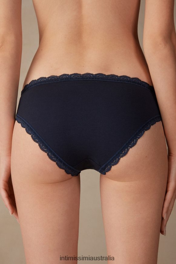 Intimissimi Women 1467-Intense Blue Underwear 0RJT481005 Cotton and Lace Briefs