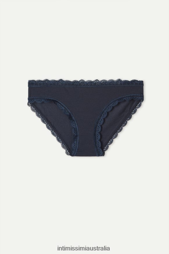 Intimissimi Women 1467-Intense Blue Underwear 0RJT481005 Cotton and Lace Briefs
