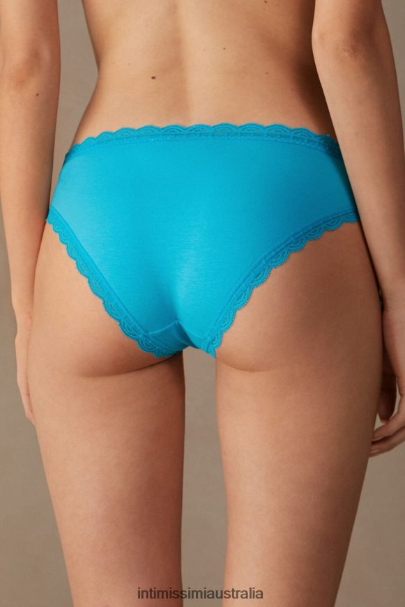 Intimissimi Women 210J-Digital Turquoise Underwear 0RJT48999 Cotton and Lace Briefs