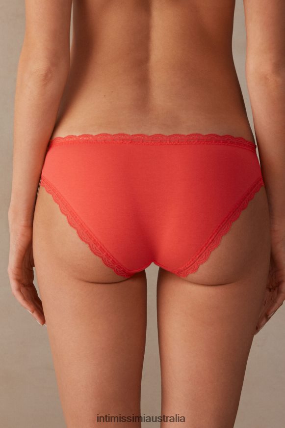 Intimissimi Women 219J-Flame Scarlet Underwear 0RJT48992 Cotton and Lace Briefs