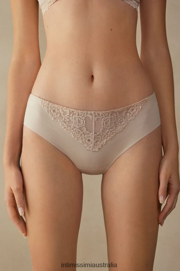 Intimissimi Women 2280-Pink Silk Underwear 0RJT481016 Pretty Flowers Seamless Cotton Briefs