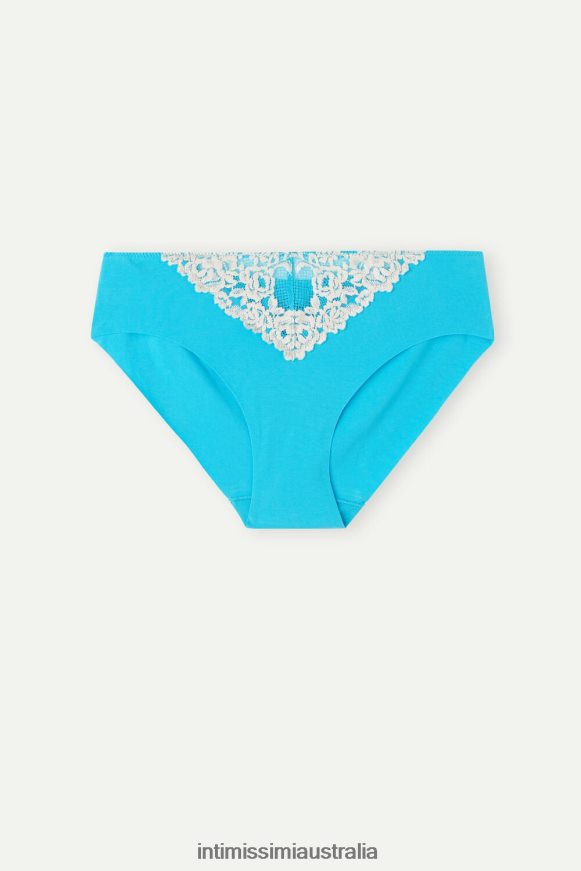 Intimissimi Women 233J-Digital Turquoise/Ivory Underwear 0RJT48966 Pretty Flowers Seamless Cotton Briefs