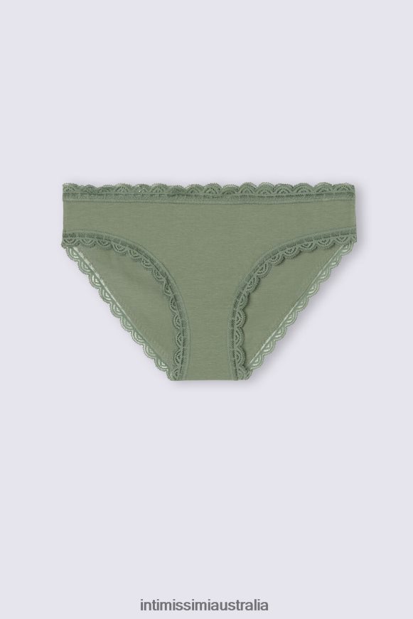 Intimissimi Women 344J-Salvia Green Underwear 0RJT48908 Cotton and Lace Briefs
