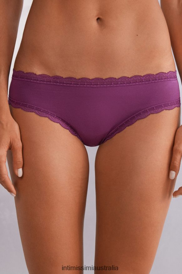 Intimissimi Women 345J-Purple Wine Underwear 0RJT48904 Cotton and Lace Briefs