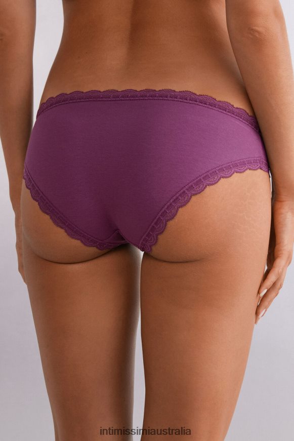 Intimissimi Women 345J-Purple Wine Underwear 0RJT48904 Cotton and Lace Briefs
