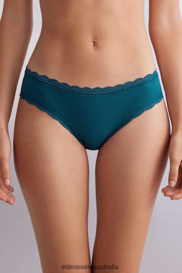 Intimissimi Women 346J-Teal Blue Underwear 0RJT48900 Cotton and Lace Briefs