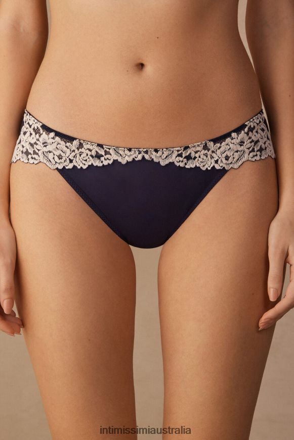 Intimissimi Women 347I-Deep Blue/Vanilla Underwear 0RJT481150 Pretty Flowers Briefs