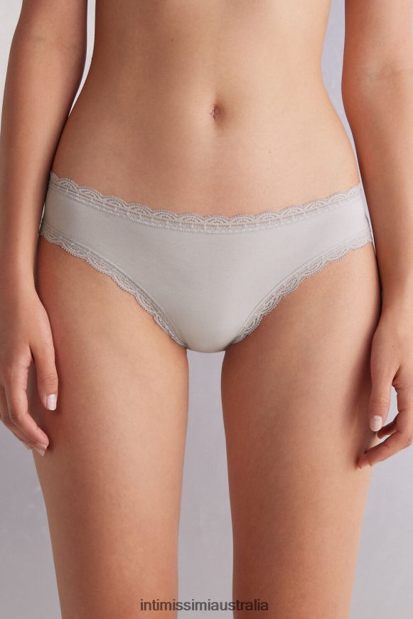 Intimissimi Women 347J-Ice Grey Underwear 0RJT48896 Cotton and Lace Briefs