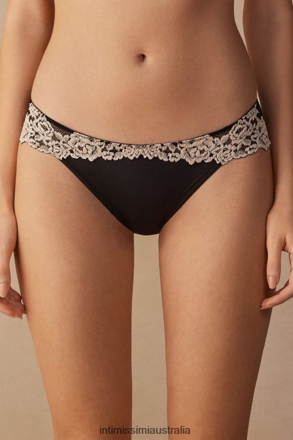 Intimissimi Women 9887-Black/Ivory Underwear 0RJT481152 Pretty Flowers Briefs