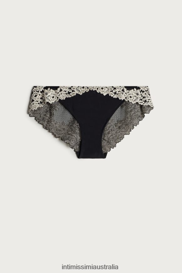 Intimissimi Women 9887-Black/Ivory Underwear 0RJT481152 Pretty Flowers Briefs