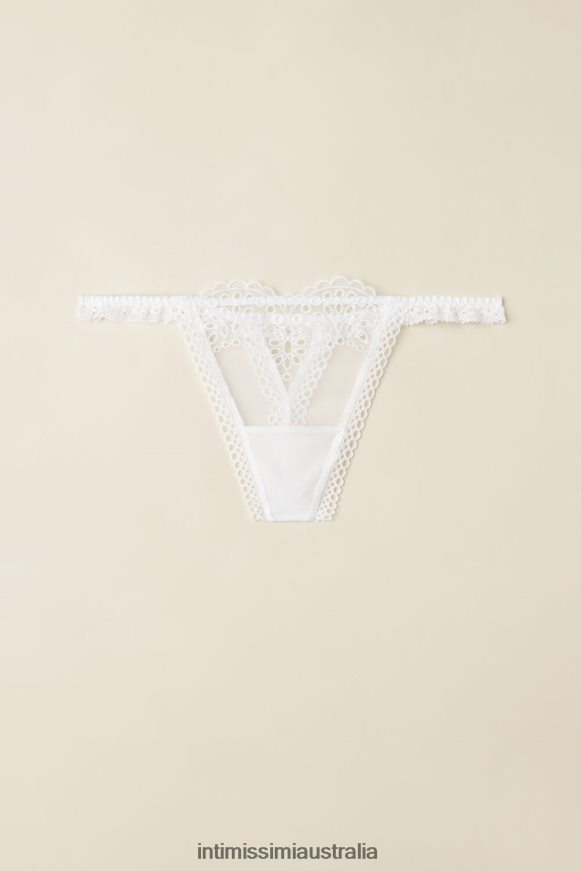 Intimissimi Women 001-White Underwear 0RJT48932 Timeless Simplicity Thong with Side Straps