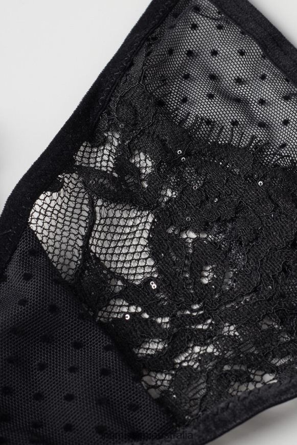 Intimissimi Women 019-Black Underwear 0RJT481007 Time to Shine Thong with Side Straps