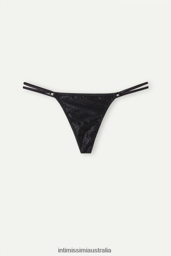 Intimissimi Women 019-Black Underwear 0RJT48975 Cool Minimal Thong with Side Straps